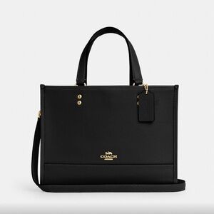 Coach Black Leather Tote with Gold Hardware - Dempsey Caryall